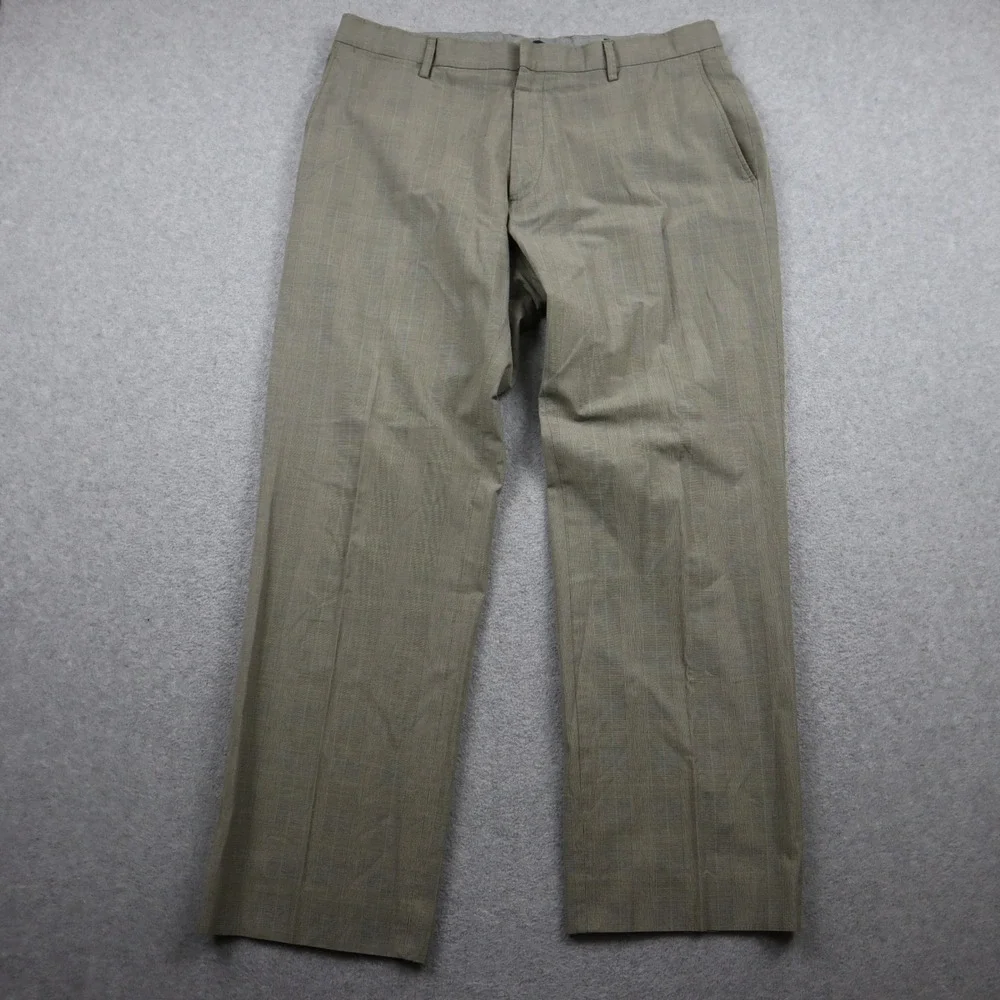 Banana Republic Pants Mens 34 Classic Fit Glen Plaid Tan Khaki Dress Trousers